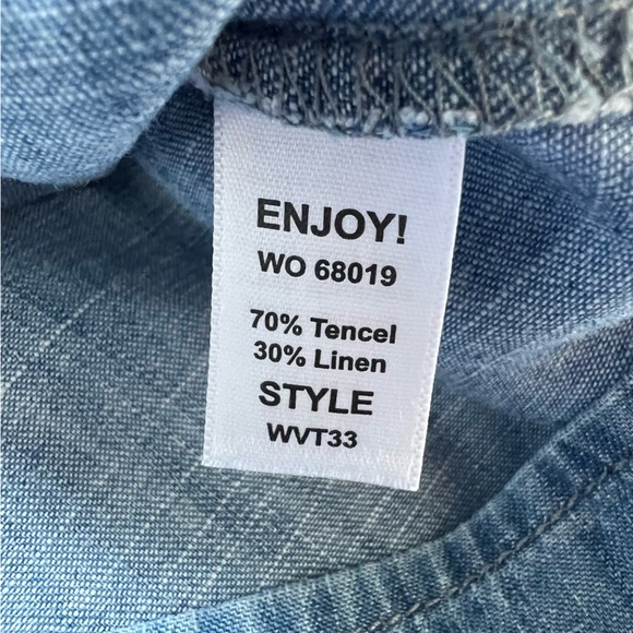 Michael Stars Anthropologie Chambray Mini Dress Short Sleeve Women's size Large - Picture 5 of 7